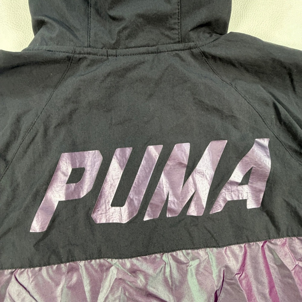 Puma Hooded Short Sleeve Reflective Wind Breaker Full Zip Jacket Mens Small - Picture 14 of 16